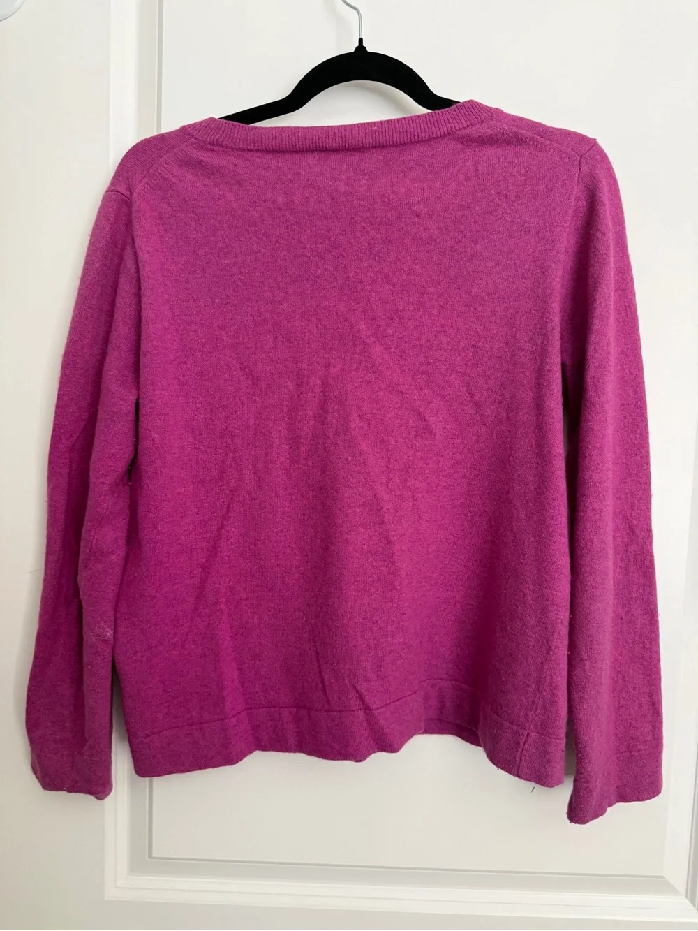 TWO J.Crew Teddie Crewneck Sweater | Magenta and Navy | Size L